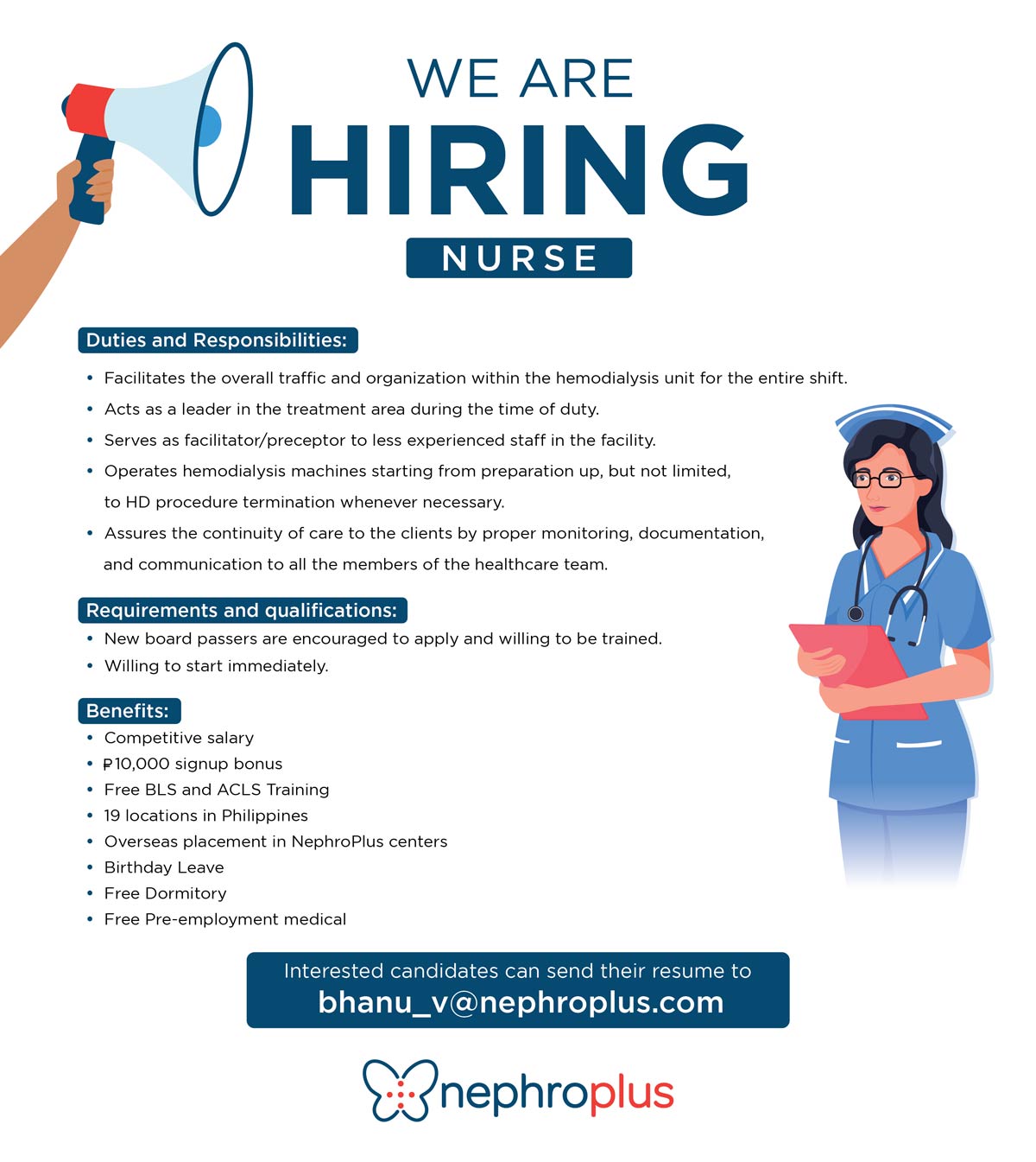 Job Opening: Nephroplus – Philippine Women's University